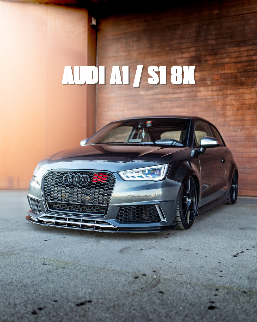 AUDI A1 / S1 8X with carbon body kit: fender, sides skirts, ducktail, spoiler, diffuser, mirror caps