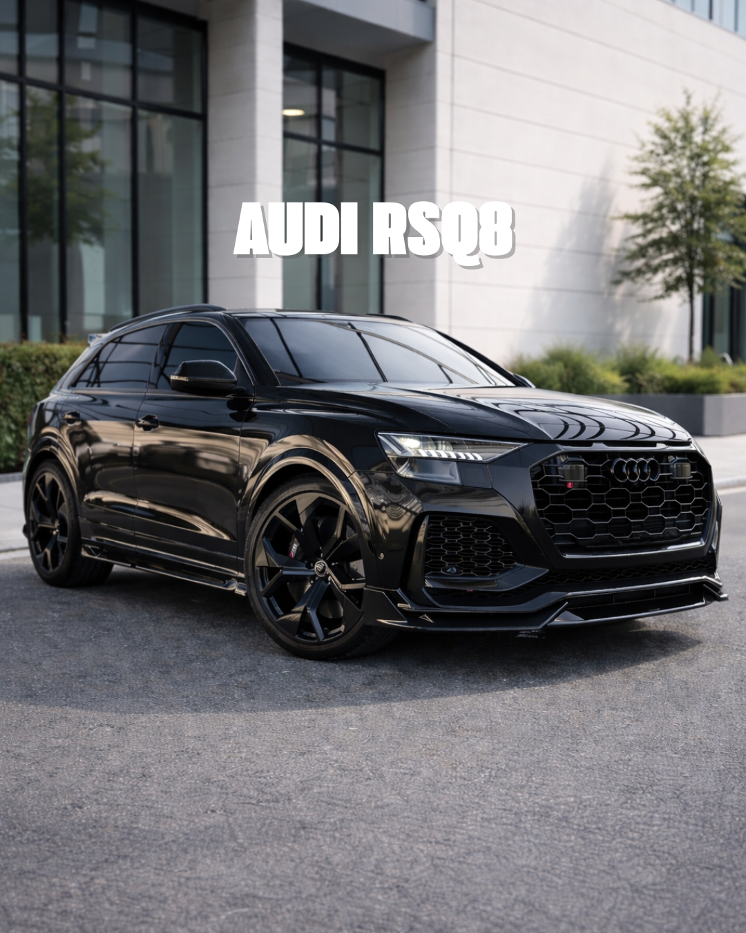 AUDI RSQ8 with forged carbon body kit: fender, sides skirts, ducktail, spoiler, diffuser, mirror caps