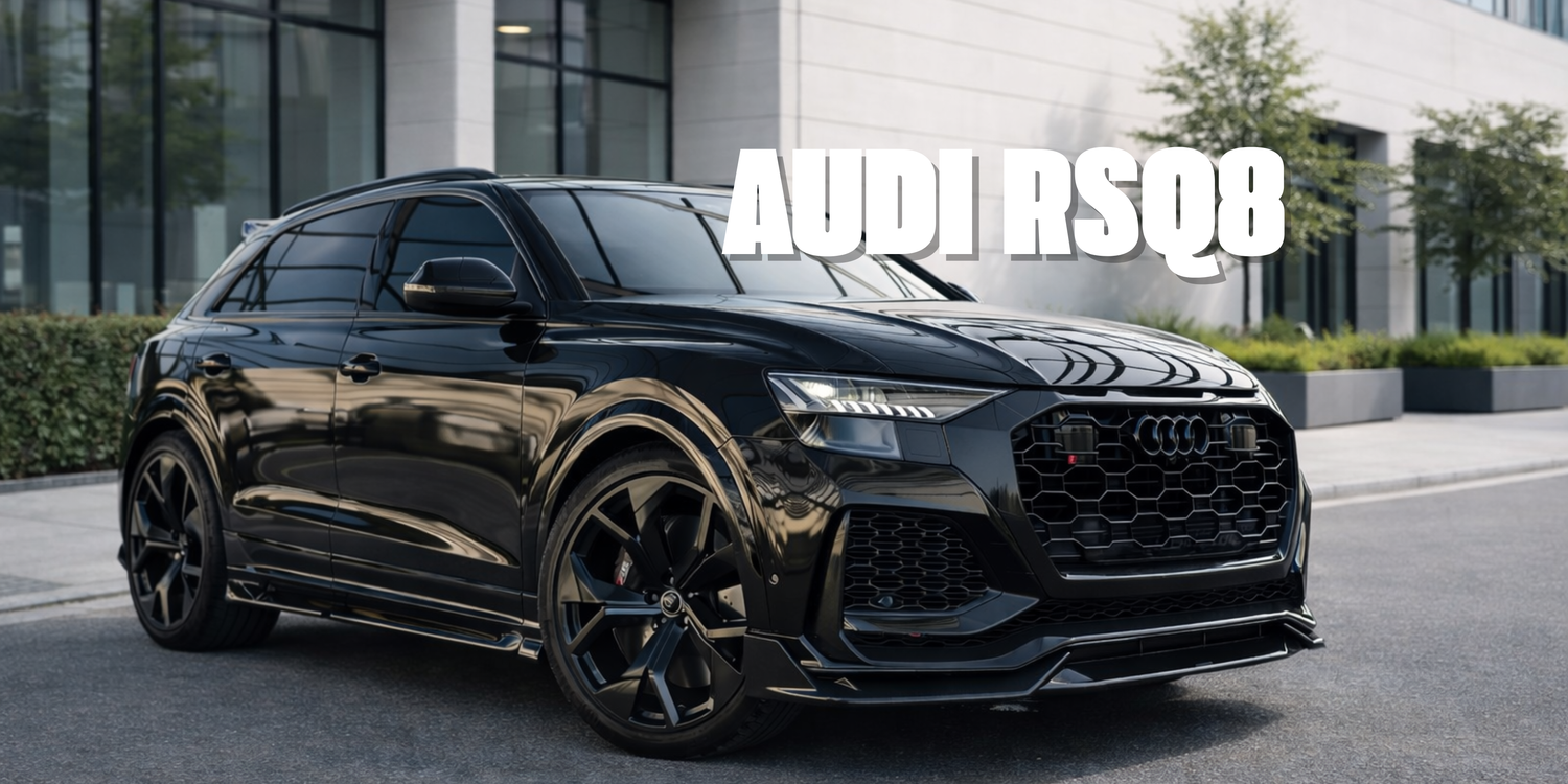 AUDI RSQ8 with forged carbon body kit: fender, sides skirts, ducktail, spoiler, diffuser, mirror caps