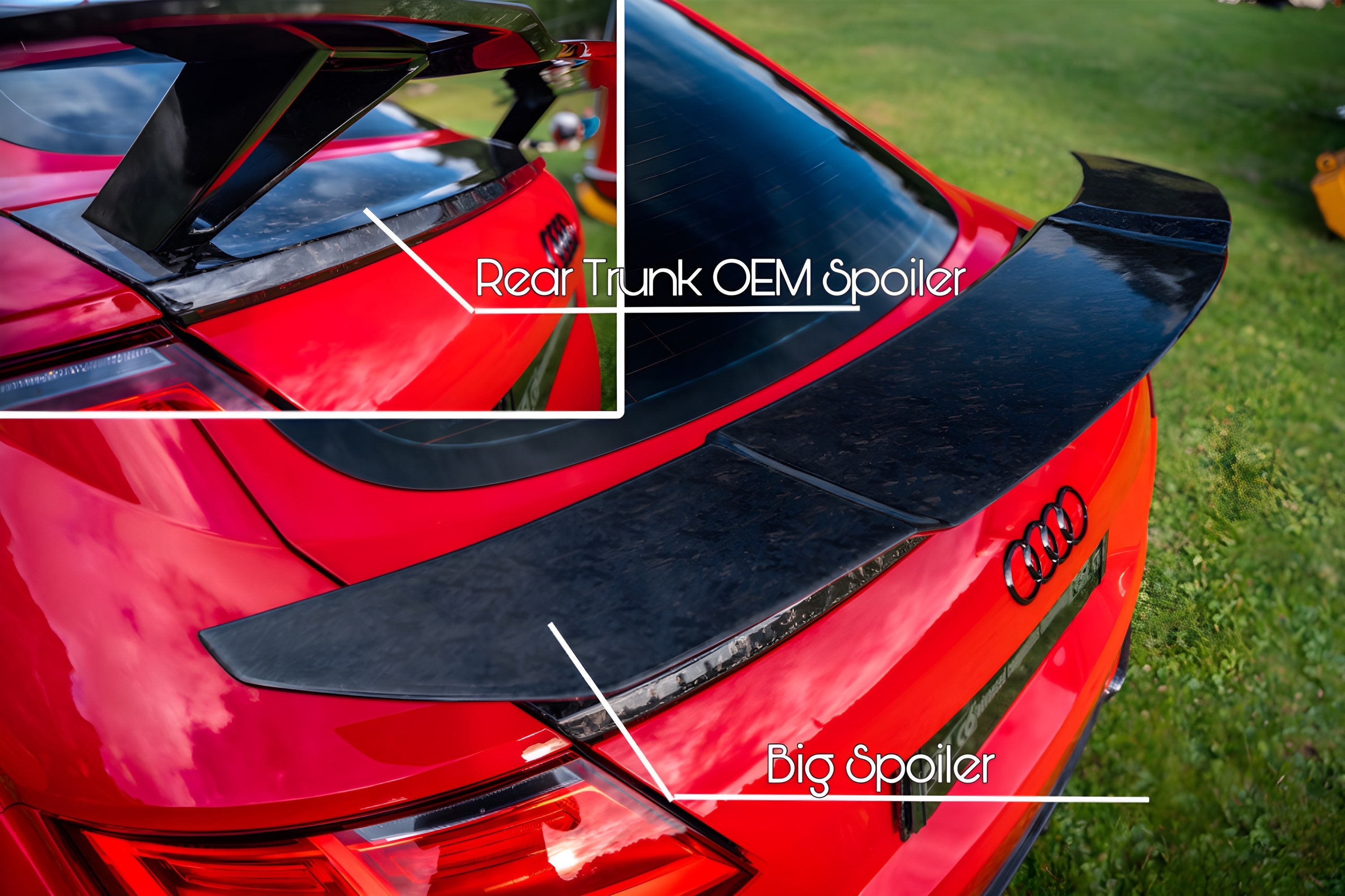 Rear big spoiler and rear trunk spoiler in forged carbon fiber for AUDI TT 8s mk3 by RSI c6