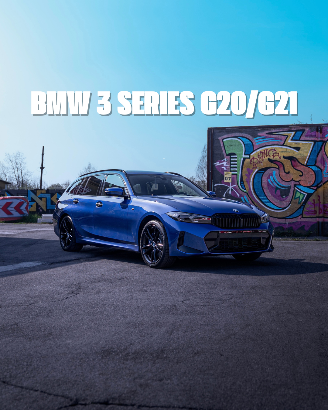 BMW series 3 G20 / G21 with forged carbon body kit: fender, sides skirts, ducktail, spoiler, diffuser, mirror caps