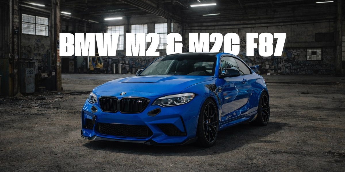 BMW M2 M2 Competition F87 with forged carbon body kit: fender, sides skirts, ducktail, spoiler, diffuser, mirror caps