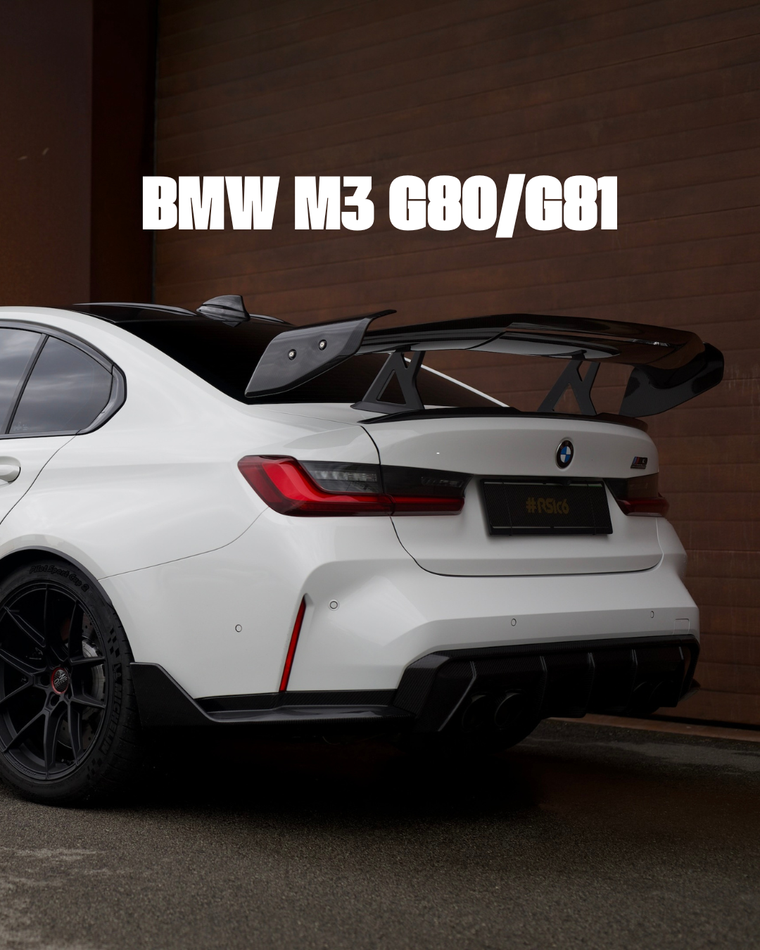 BMW M3 G80 / G81 with forged carbon body kit: fender, sides skirts, ducktail, spoiler, diffuser, mirror caps
