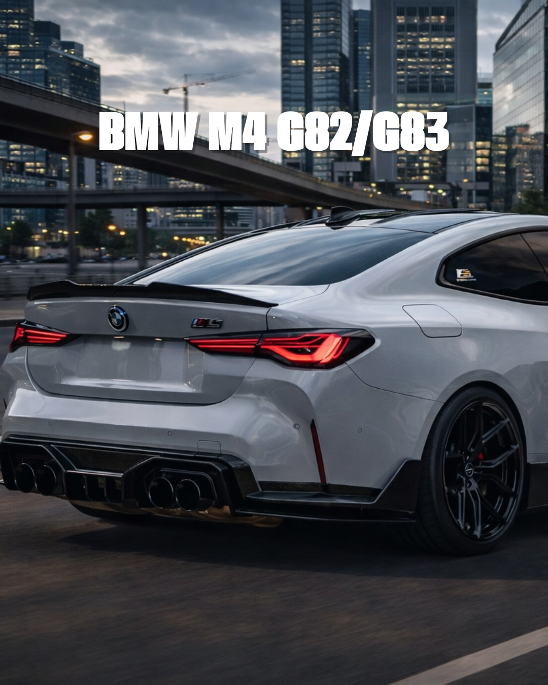 BMW M4 G82 / G83 with forged carbon body kit: fender, sides skirts, ducktail, spoiler, diffuser, mirror caps
