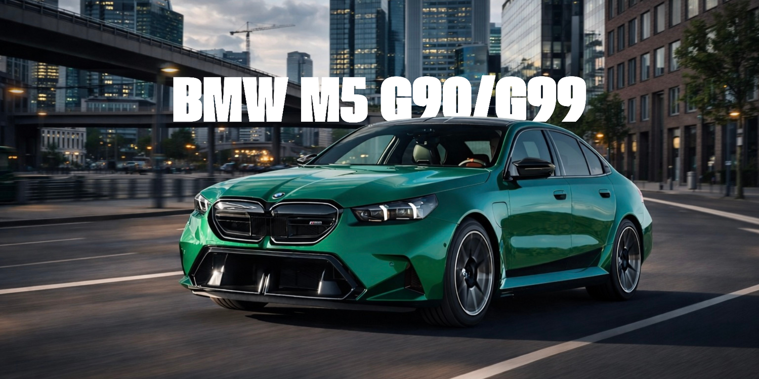 BMW M5 G90 / G99 with forged carbon body kit: fender, sides skirts, ducktail, spoiler, diffuser, mirror caps