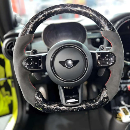 KUNGKIC Kohlefaser Auto Lenkrad Taster Abdeckung Aufkleber Für Mini Cooper Clubman F54 F55 F56 F60 Countryman 2013 2014 2015 2016 2017 2018 2019 2020 2021 Zubehör Dekorative (Type B