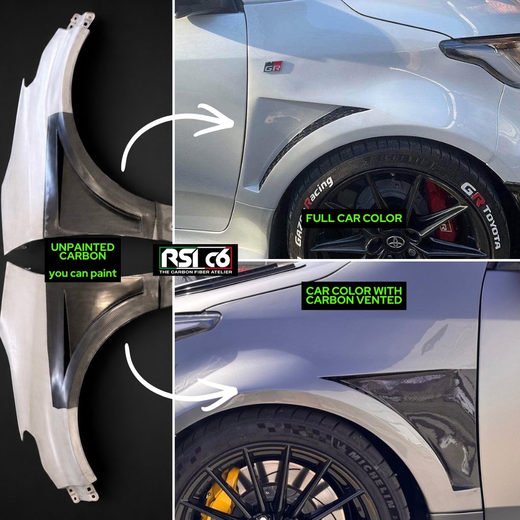 Front Vented Fenders in Gloss Carbon Fiber for Toyota GR Yaris mk1 & mk 2 by RSI c6