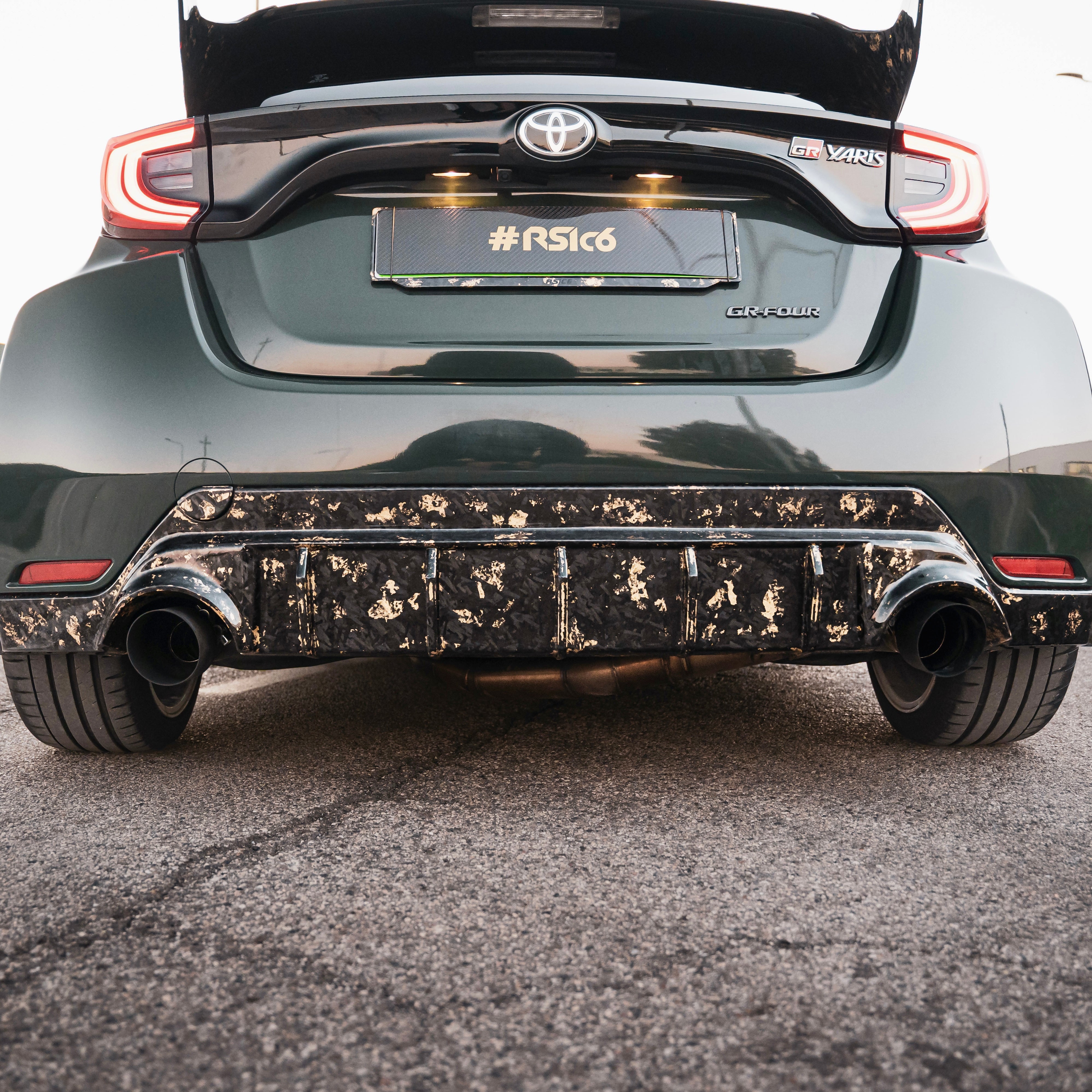 Rear Diffuser in Forged Carbon with Gold Leaf for Toyota GR Yaris mk2 by RSI c6