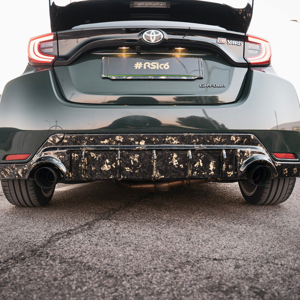 Rear Diffuser in Forged Carbon with Gold Leaf for Toyota GR Yaris mk2 by RSI c6