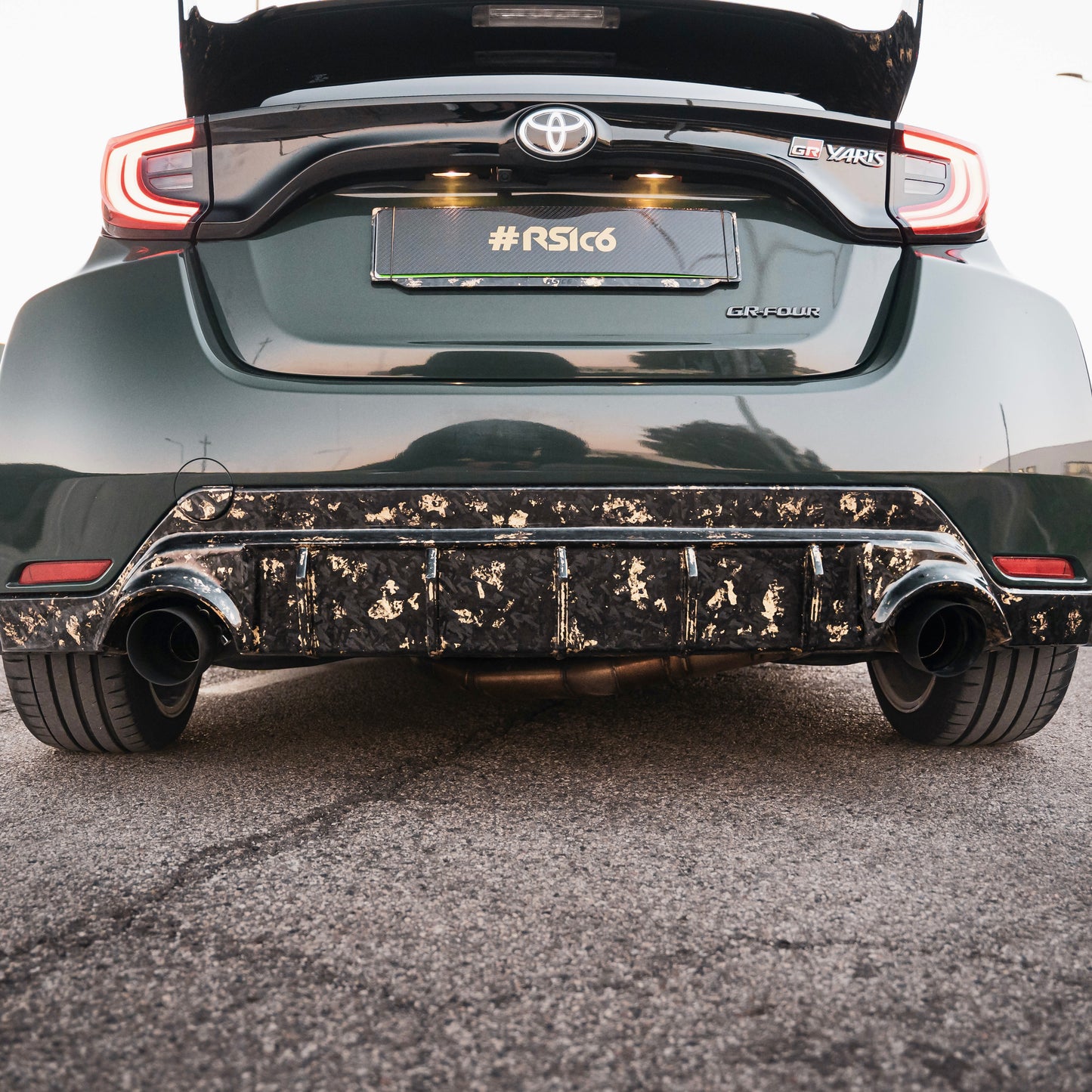 Rear Diffuser in Forged Carbon with Gold Leaf for Toyota GR Yaris mk2 by RSI c6