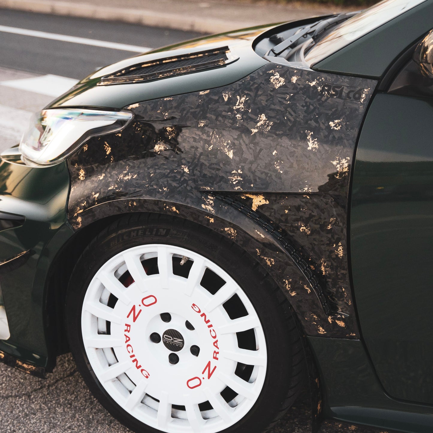 Front Vented Fenders in Forged Carbon Fiber with Gold Leaf for Toyota GR Yaris mk1 & mk2 by RSI c6