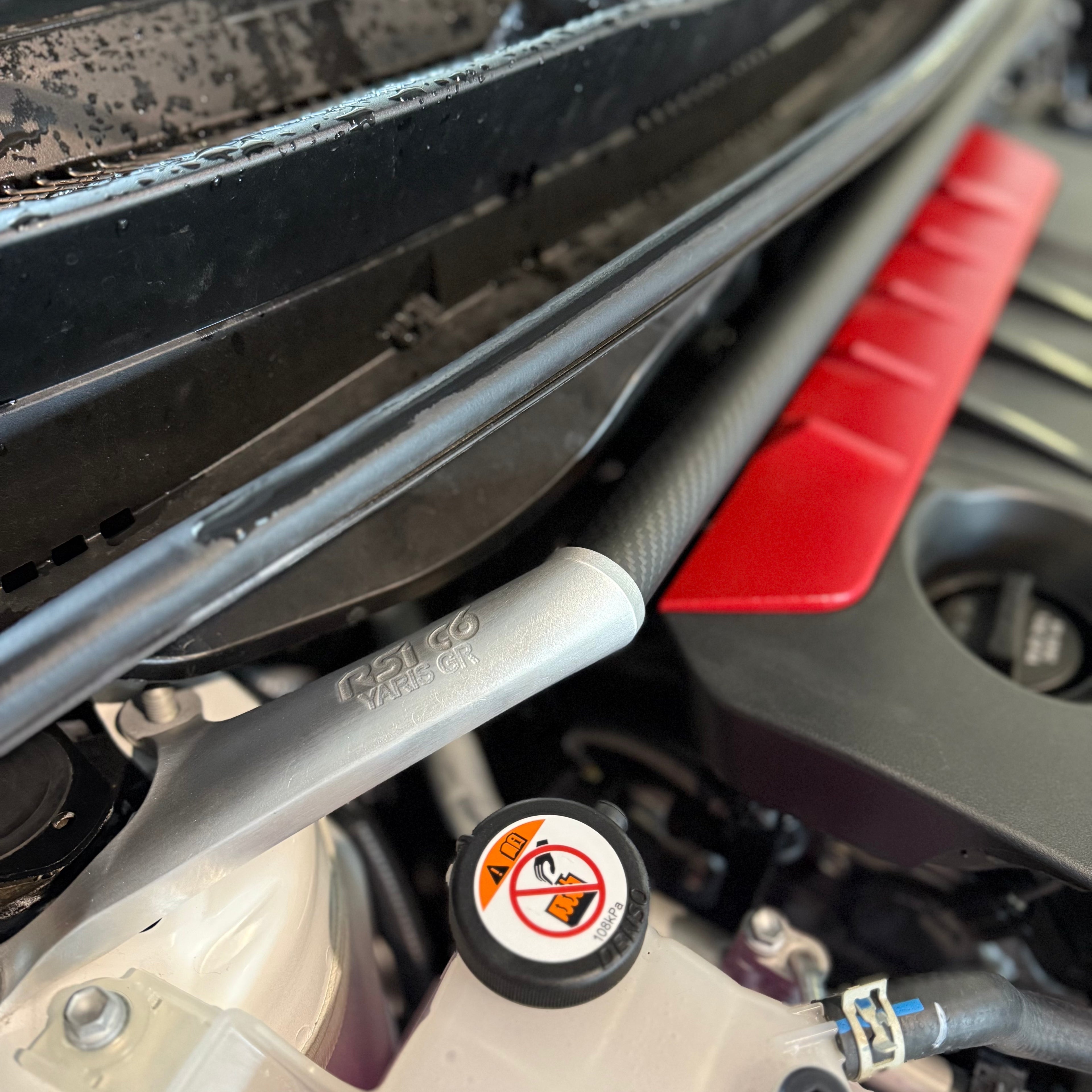 Front Strut Bar in Matt Carbon Fiber and alluminium for Toyota GR Yaris mk2 by RSI c6