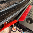 Front Strut Bar in Gloss Carbon Fiber and red alluminium for Toyota GR Yaris mk2 by RSI c6
