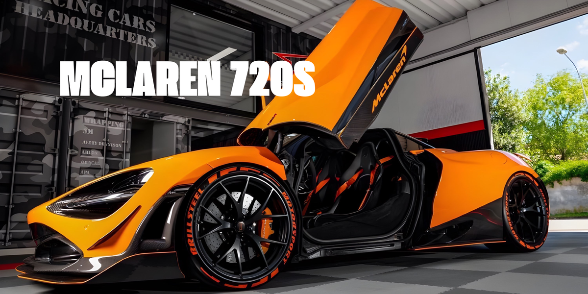 MCLAREN 720S with forged carbon fiber body kit: fender, sides skirts, ducktail, spoiler, diffuser, mirror caps