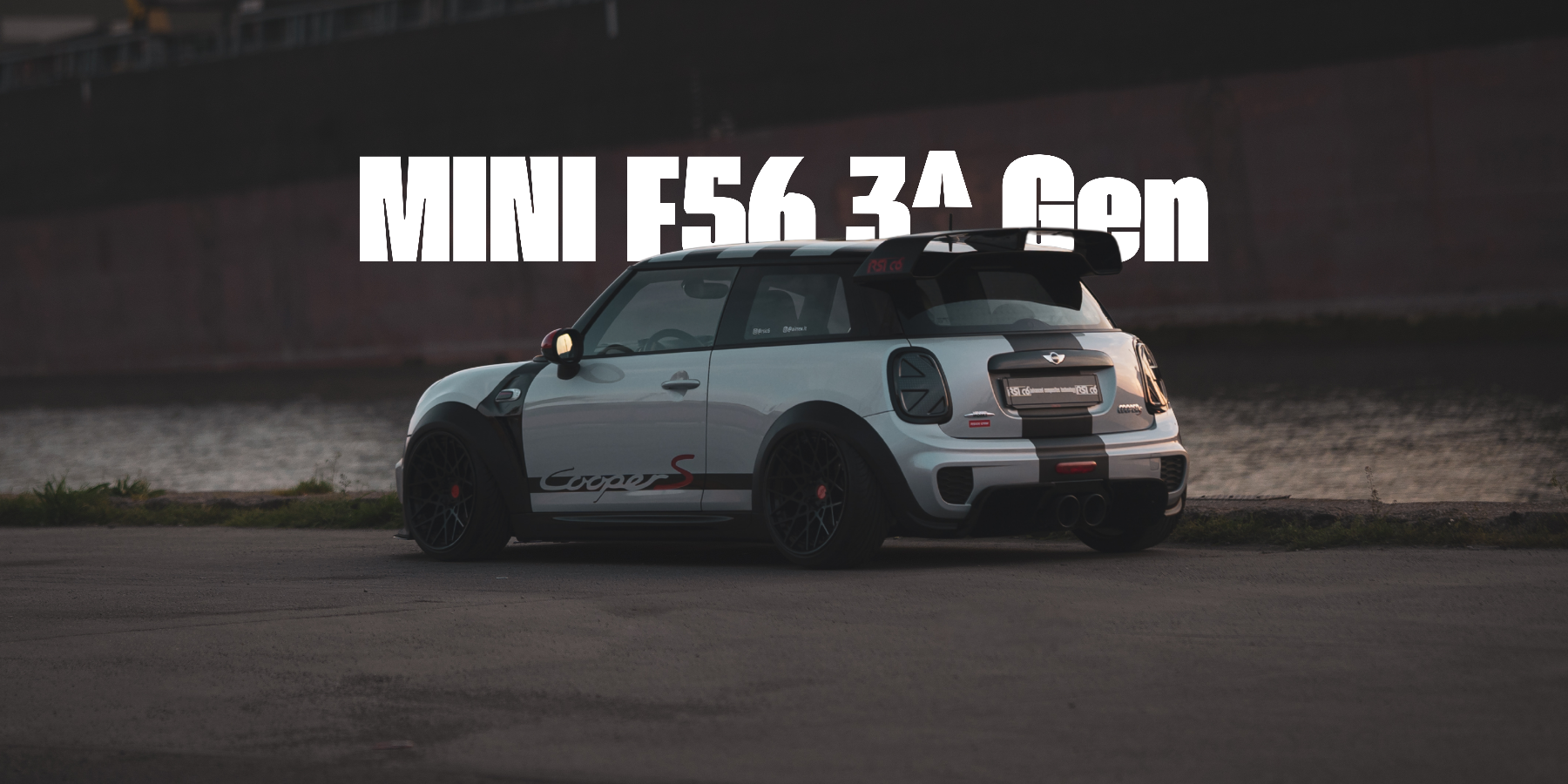 MINI F56 F57 GP3 with forged carbon fiber body kit: fender, sides skirts, ducktail, spoiler, diffuser, mirror caps