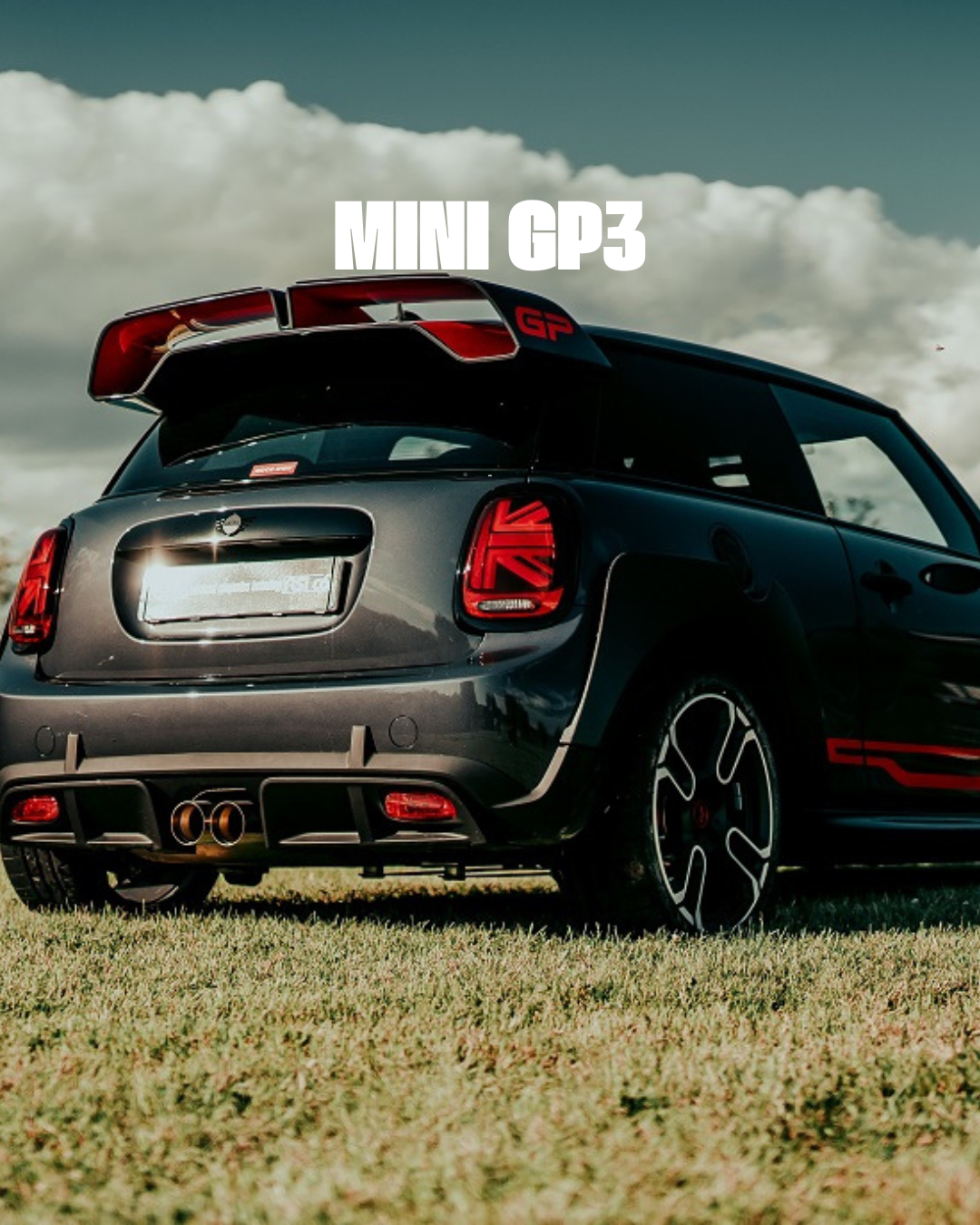 MINI F56 F57 GP3 with forged carbon fiber body kit: fender, sides skirts, ducktail, spoiler, diffuser, mirror caps