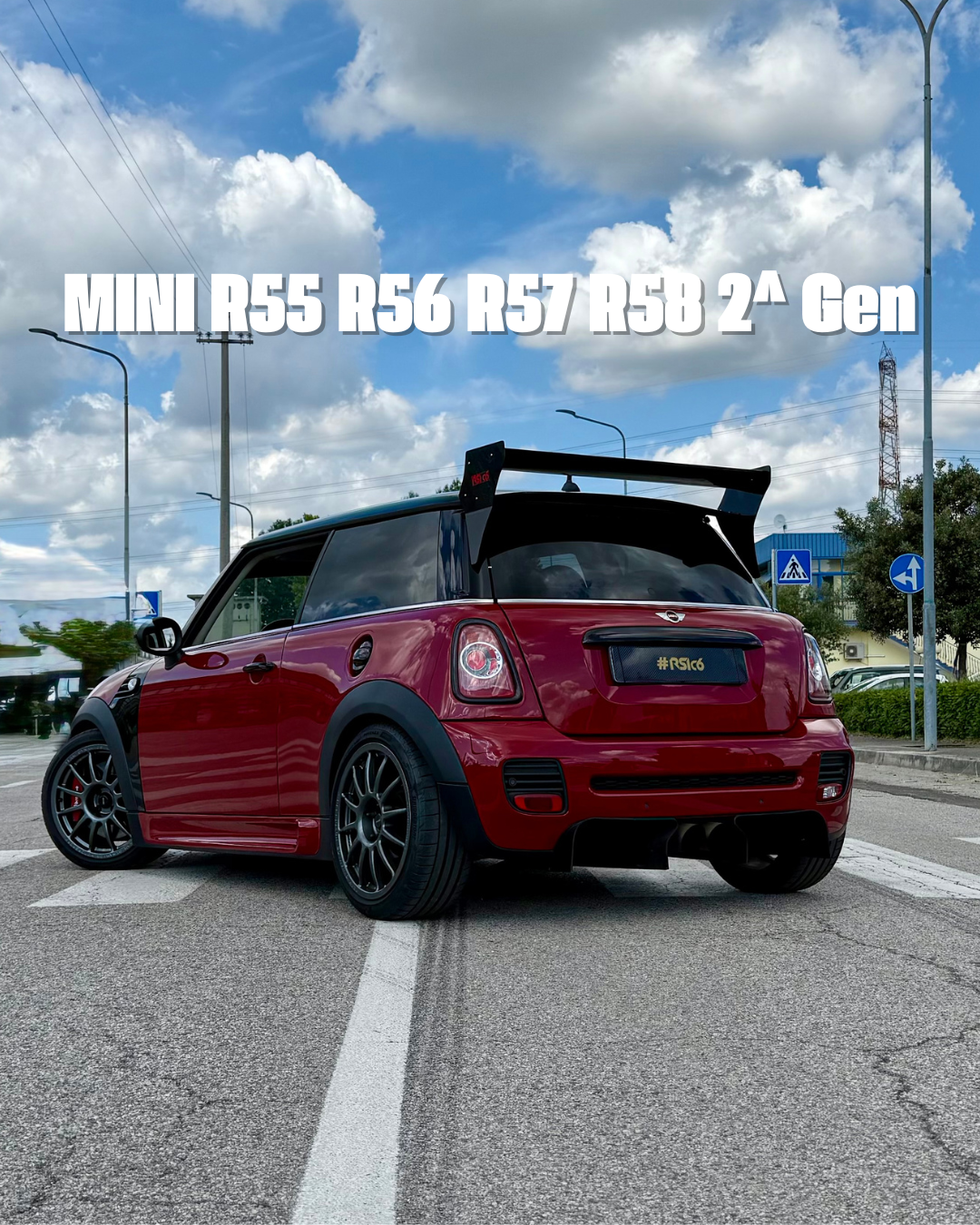 MINI R55 R56 R57 R58 R59 with forged carbon fiber body kit: fender, sides skirts, ducktail, spoiler, diffuser, mirror caps