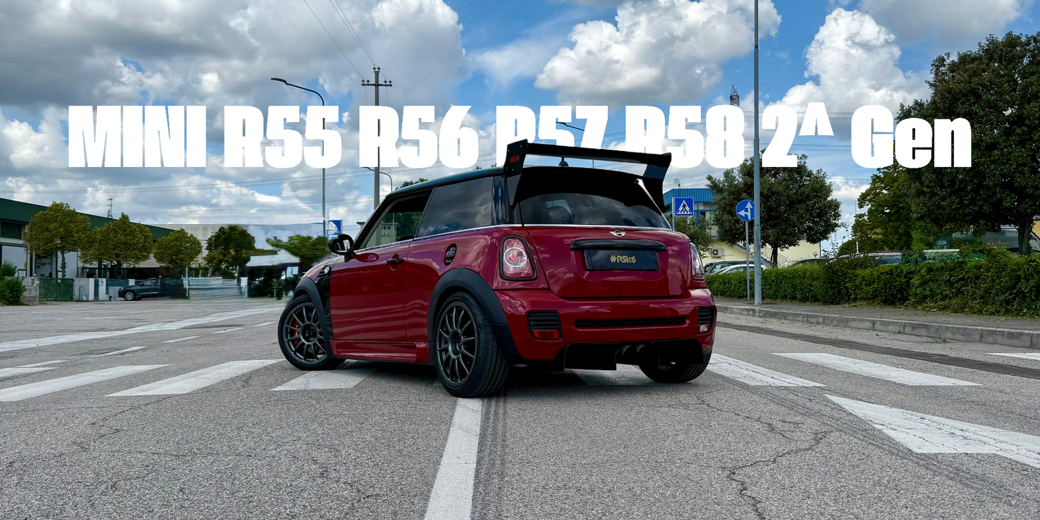 MINI R55 R56 R57 R58 R59 with forged carbon fiber body kit: fender, sides skirts, ducktail, spoiler, diffuser, mirror caps