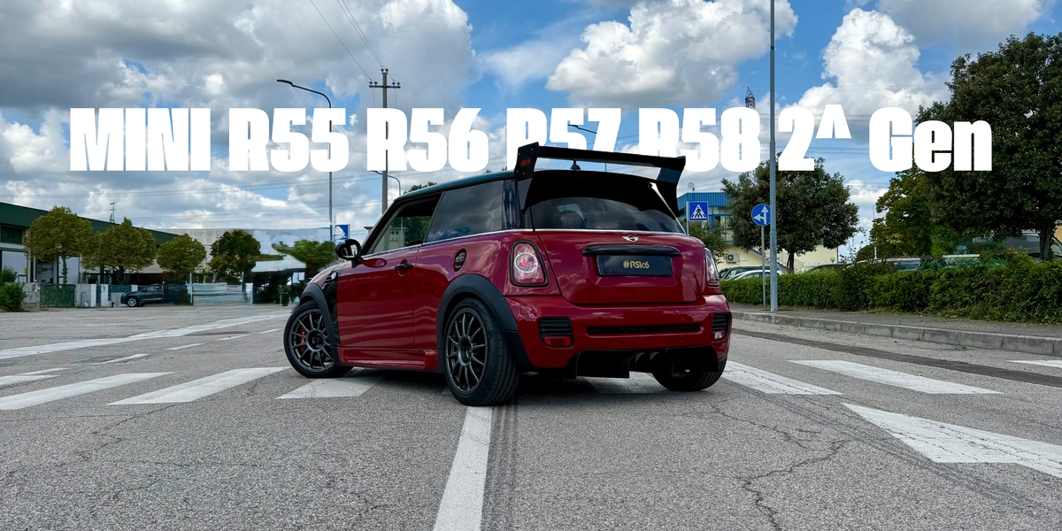 MINI R55 R56 R57 R58 R59 with forged carbon fiber body kit: fender, sides skirts, ducktail, spoiler, diffuser, mirror caps
