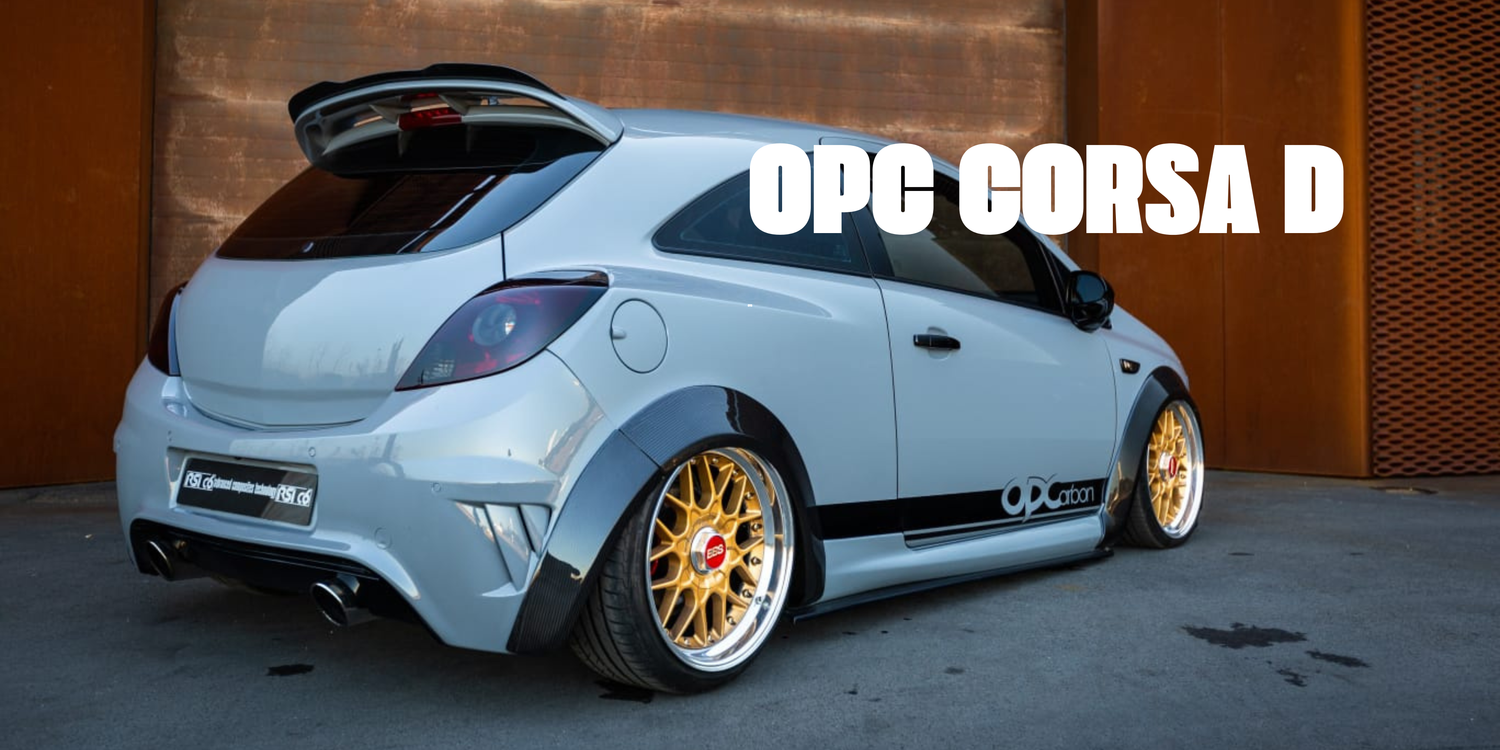 OPEL/VAUXHAL Corsa d OPC with forged carbon fiber body kit: fender, sides skirts, ducktail, spoiler, diffuser, mirror caps