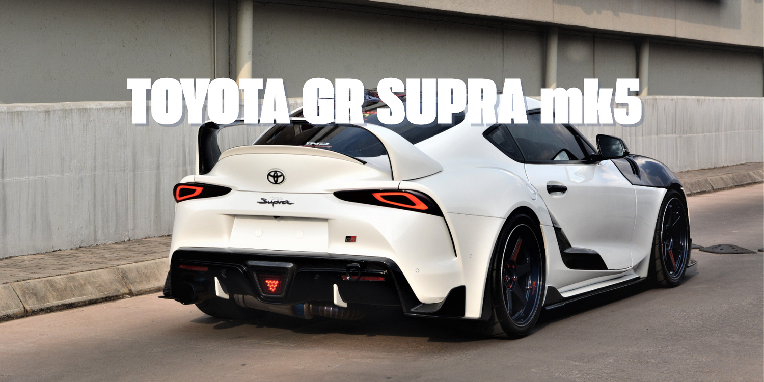 Toyota SUPRA mk5 with forged carbon fiber body kit: fender, sides skirts, ducktail, spoiler, diffuser, mirror caps