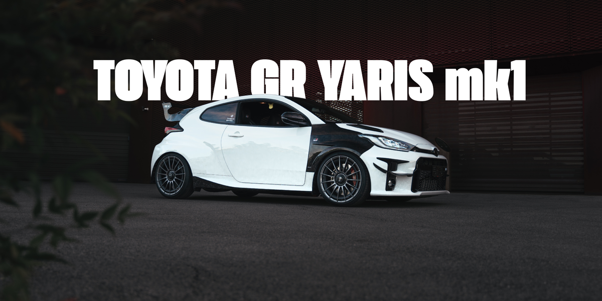 Toyota GR YARIS mk1 with forged carbon fiber body kit: fender, sides skirts, ducktail, spoiler, diffuser, mirror caps