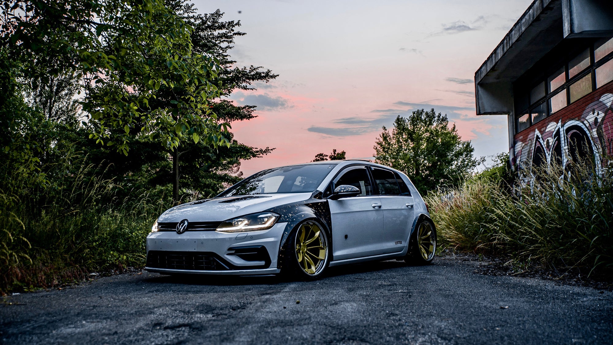 Forged Carbon fiber body kit for VOLKSWAGEN Golf mk 7 mk 7.5 by RSI c6 with wide fender, wide arches, side skirts, mirror caps